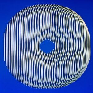"Optical Vibration I in 4 Colors" Mixed Media in Polyvinyl & Aluminum 43" x 43" x 6"