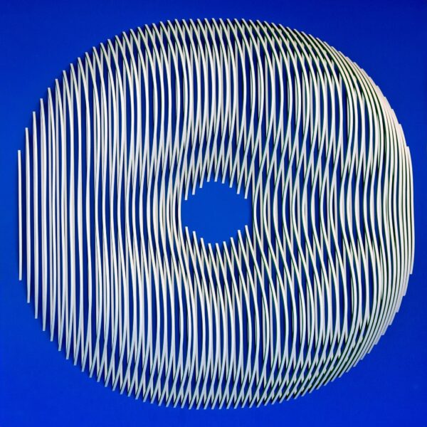 "Optical Vibration I in 4 Colors" Mixed Media in Polyvinyl & Aluminum 43" x 43" x 6"