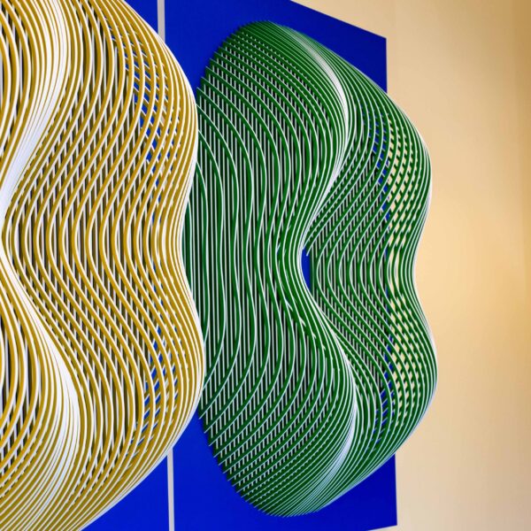 "Optical Vibration I in 4 Colors" Mixed Media in Polyvinyl & Aluminum 43" x 43" x 6" - Image 3