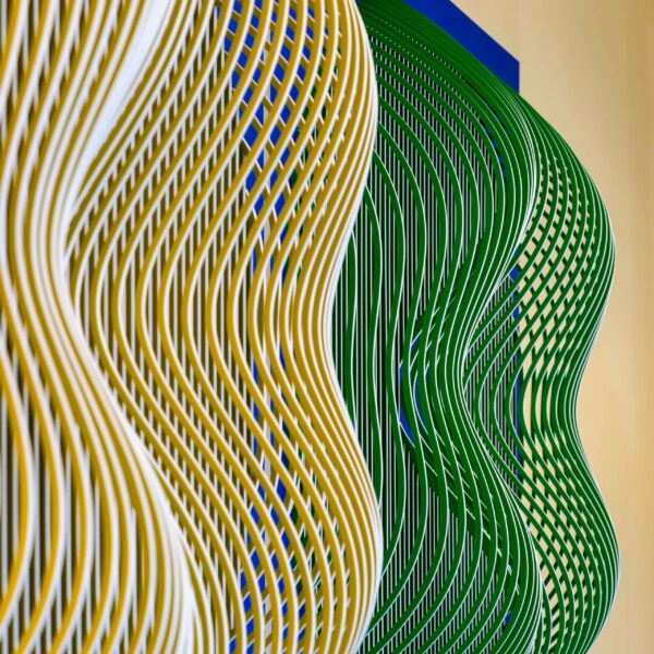 "Optical Vibration II in 4 Colors" Mixed Media in Polyvinyl & Aluminum 43" x 43" x 6" - Image 2