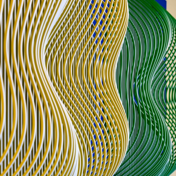 "Optical Vibration II in 4 Colors" Mixed Media in Polyvinyl & Aluminum 43" x 43" x 6" - Image 3