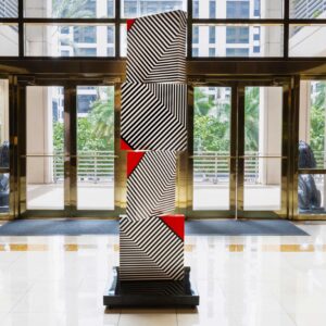 Kinetic Reds” Polyurethane Paint on Aluminum and Stainless Steel 8’5” x 1’.9” / 260cm x 60cm